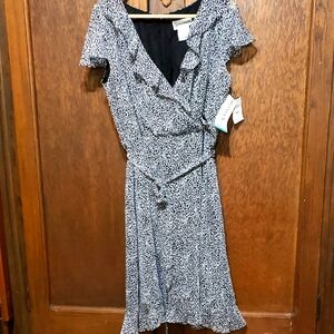 Danny And Nicole Women's Dainty Faux Wrap Midi Dress.